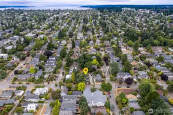 Aerial view showing neighborhood - flat & walkable!