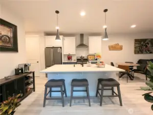 spacious work island and seating