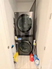 convenient stacked LG washer and dryer on second floor