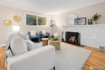 Wood burning fireplace.