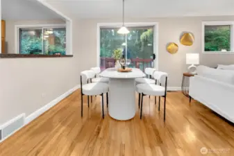 Plenty of space for dining. Easy access to backyard and deck.