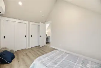 Double closets provide a lot of storage space.