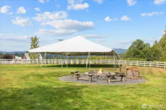 Optional covered tent area and firepit too!