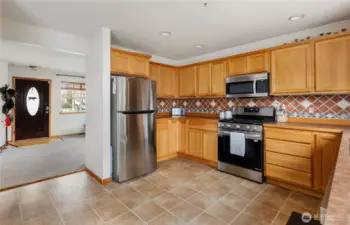 View from kitchen looking back into formal living area