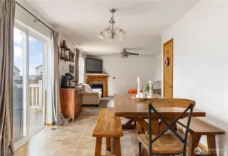 View from kitchen into dining area