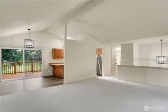 Great room flows to eating area off kitchen