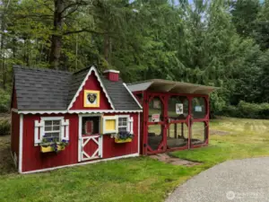 Cute and cozy chicken coop—fresh eggs just steps away!