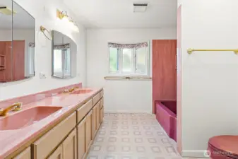 Full size bathroom in the main area is very very large. Easy to convert these spaces back here to an additional bathroom!