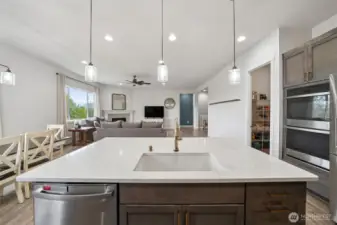 View of the great room from kitchen