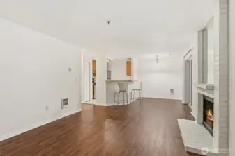 Open concept living and dining area.