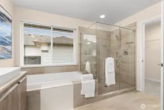 Complete with Soaking tub and walk-in shower, you're living in luxury.