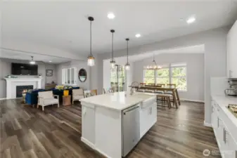 Lovely. Just lovely. Dining area to the right could be another seating area, where can see the foliage and trees out your widow with unbstructed view - and use the space were the two beige chairs are for a dining table. In person, you'll see how truly big this space is and how many otptions you have for enjoying your home in a layout that you love.