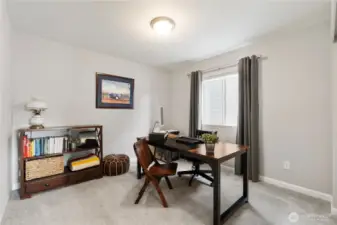 4th bedroom is being used as an additional office / study area. This bedroom is on the upstairs level and has great natural lighting. Nearby loft aera is expansive and supports a lot of functions. Flex space on literally every floor of this happy home!