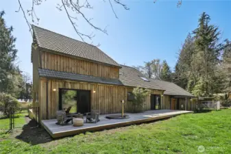 Cedar deck including built in hot tub