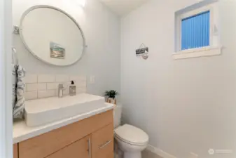 View of main level powder room.