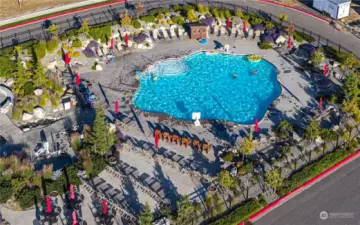 Aerial view of The Lookout's Hilltop Pool.