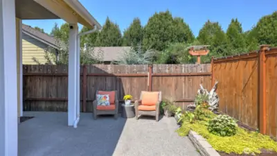 Low maintenance yard with large patio for entertaining.