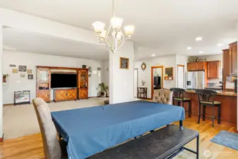 View of dining room relative to living room and kitchen