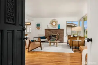 Entry into south-facing living room.