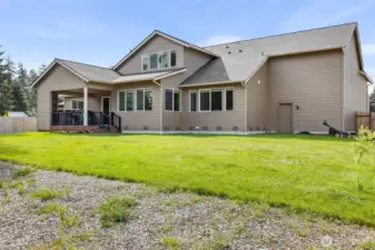 fenced and landscaped backyard