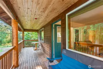 168 sqft covered deck off Living room