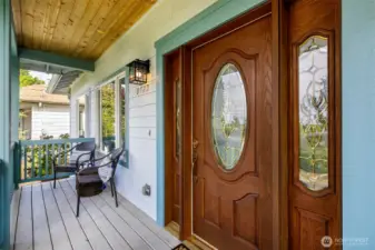 Front porch features new hand rails.