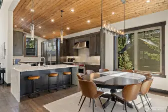Kitchen flows seamlessly into the dining and great room.