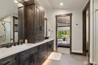 Primary bath with a dual sink vanity.