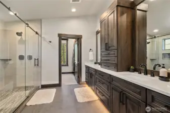 Primary bath boasts a large step-in shower.