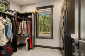Walk-in primary closet.