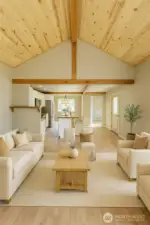 Living room into kitchen virtual staging