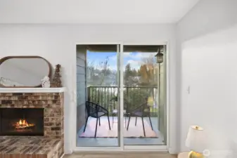 Living room has entry onto view deck