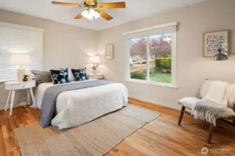 Largest of three bedrooms is situated at the front of the home. One again newer windows facing east and north. Double closet doors off to the left.