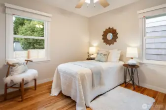 Back of the three bedrooms overlooking the backyard space.