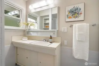 Main full bathroom with so much charm.