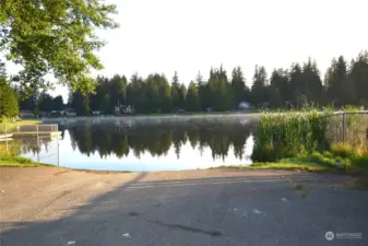 Boat launch beside private shared lot.