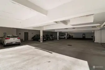 Interior of the Garage.  The condo has one dedicated parking space with no stair access into the condo with use of the elevator.
