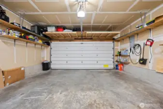 The double garage has so much space for storage.