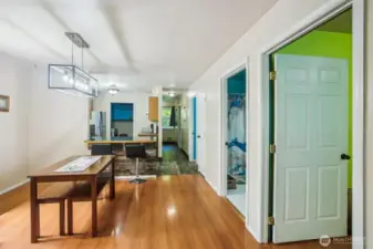 Dining area view into kitchen.