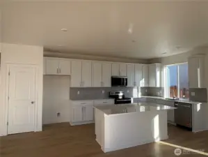 Kitchen with white cabinets