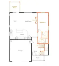 Main floor with large bedroom on main