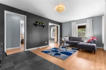 Mix of traditional and contemporary interior finishes