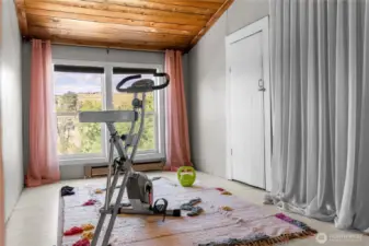 Bedroom #3 currently used as workout space