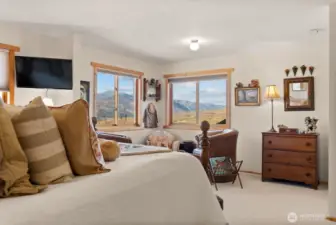 Daylight walkout basement, Bedroom 2 is well appointed with carpeted floor. Closet. Gorgeous mountain views.   Super quiet.