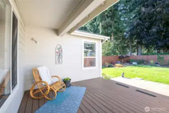 Trex deck with some coverage so you can enjoy the outside all year long.