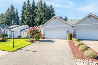 Large driveway and low HOA dues that actually mow your front and back yard, maintain the security gate and play space common area along with road maintenance.