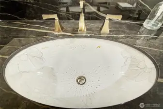 Unique sink in the hall bath.