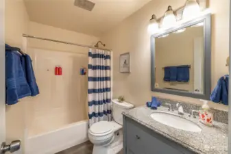 The full bathroom is centrally located in the home.