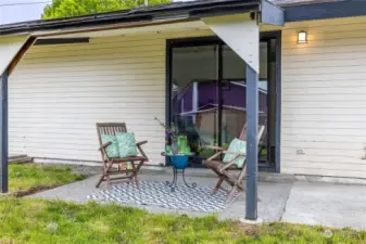 An easy walk out directly from the kitchen makes having a back yard BBQ easy. Or just sit down on a warm summer evening with your favorite beverage and relax.