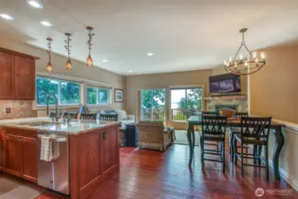 Open floor plan living with views to East Sound.